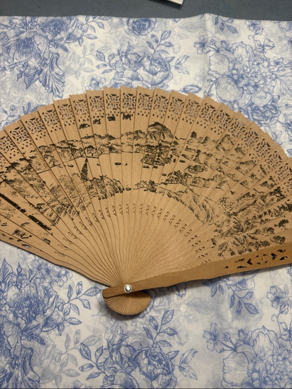 Decorative Brown Hand Fan Wall Accent